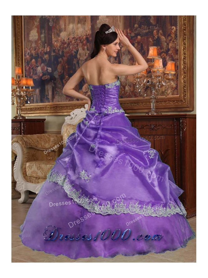 New Style Puffy Sweetheart Lace Appliques Quinceanera Dress for 2014