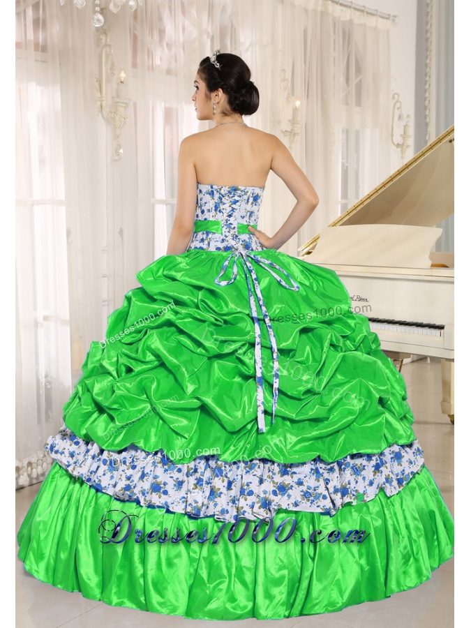 Perfect Beading and Pick-ups For Spring Green Quinceanera Dress for 2014