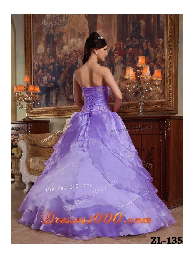 Puffy Strapless 2014 Beading Quinceanera Dresses with Hand Made Flower
