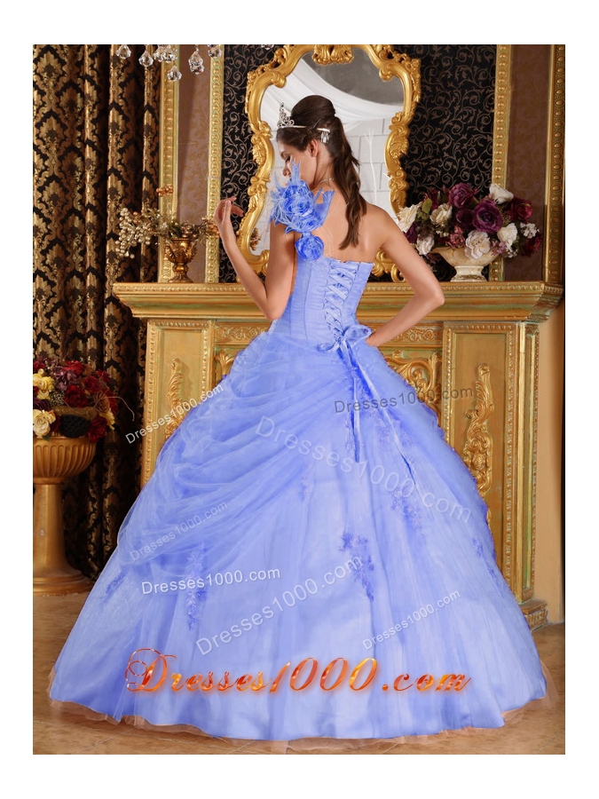 2014 Beautiful Ball Gown One Shoulder Appliques Quinceanera Dresses