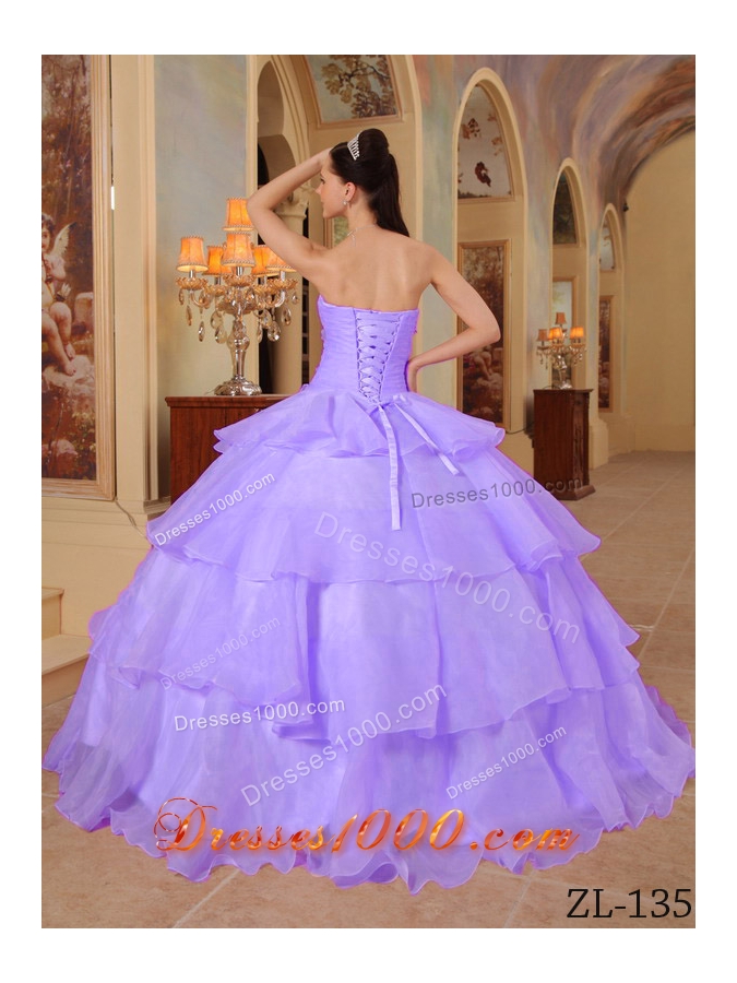 2014 Elegant Purple Ball Gown Sweetheart Beading Quinceanera Dresses