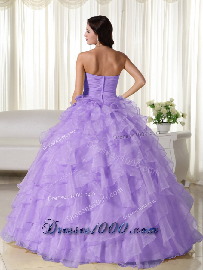 2014 Exclusive Lavender Puffy Sweetheart Appliques Quinceanera Dresses with Ruffles