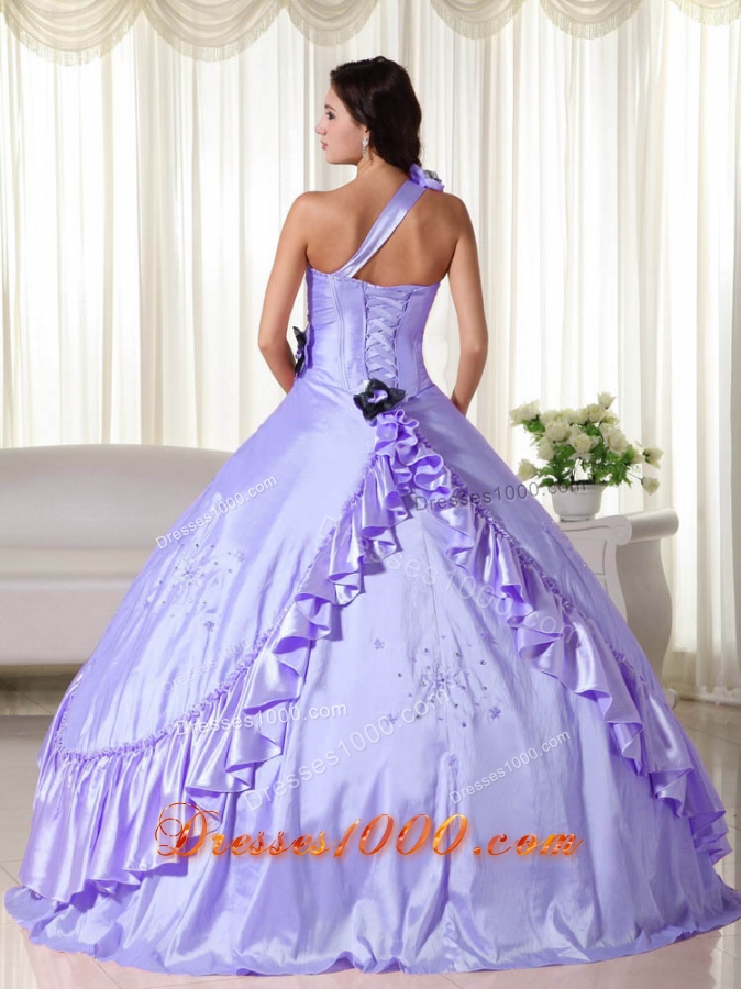 2014 Lavender Puffy One Shoulder Quinceanera Dresses with Beading