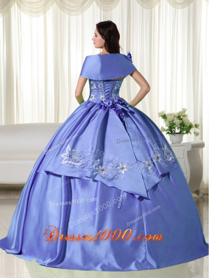 2014 Lovely Puffy Off the Shoulder Embroidery Quinceanera Dresses