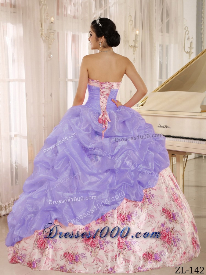2014 Printing Sweetheart Beading and Pick-ups Quinceanera Dresses For Custom Made