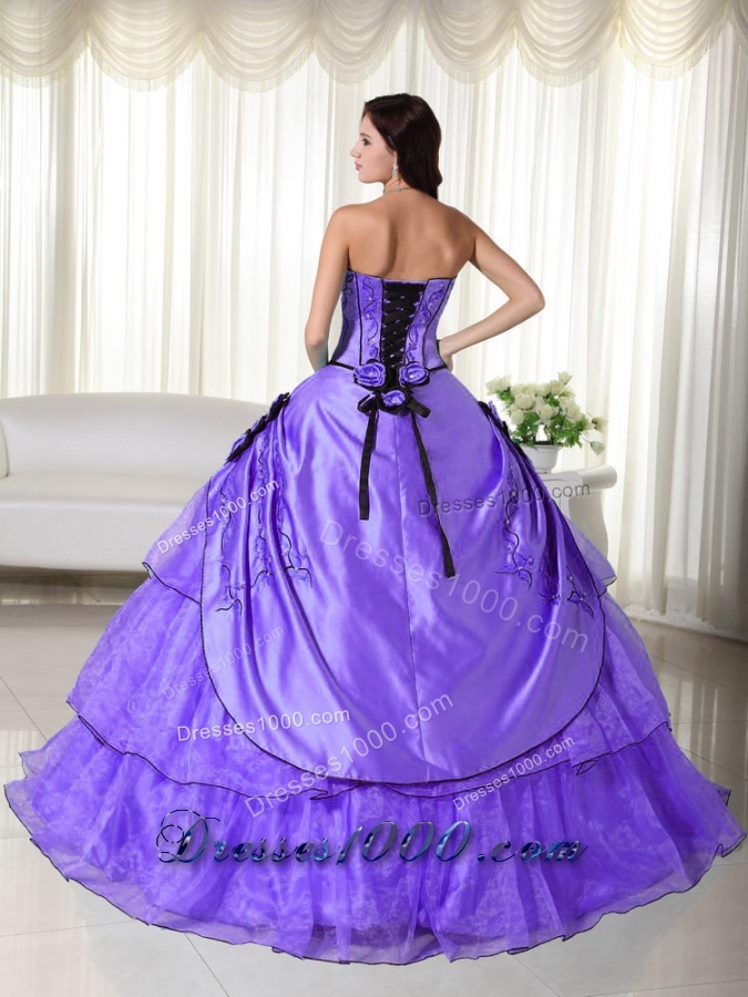 2014 Puffy Strapless Beading Quinceanera Dresses with Hand Made Flower