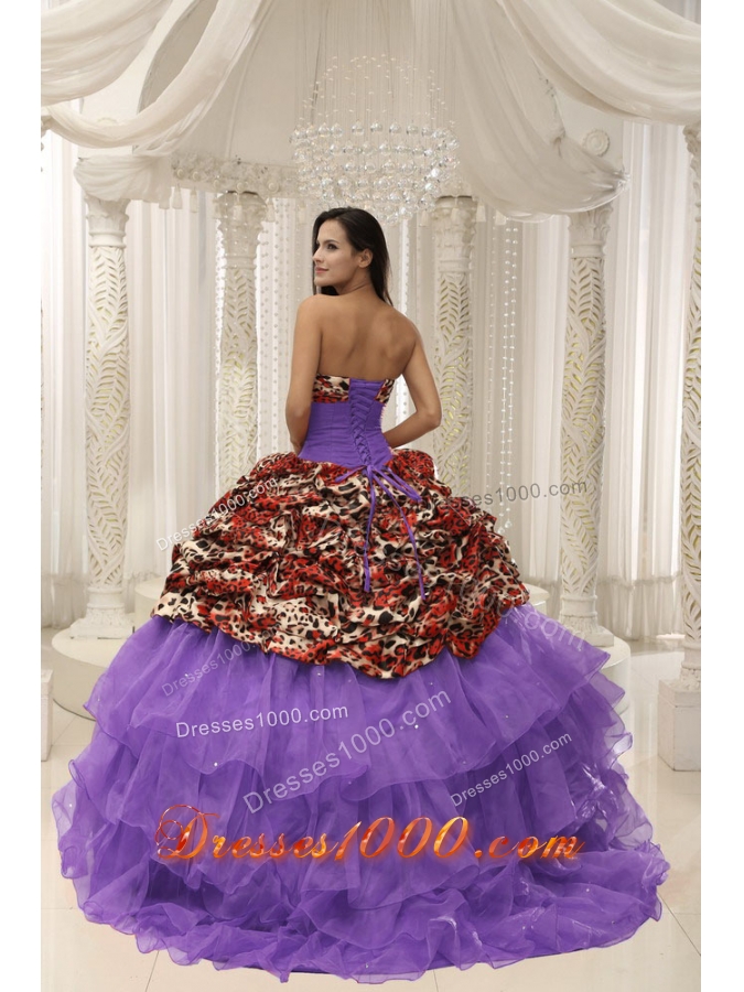 2014 Spring Leopard Quinceanera Dresses With Beaded Decorate