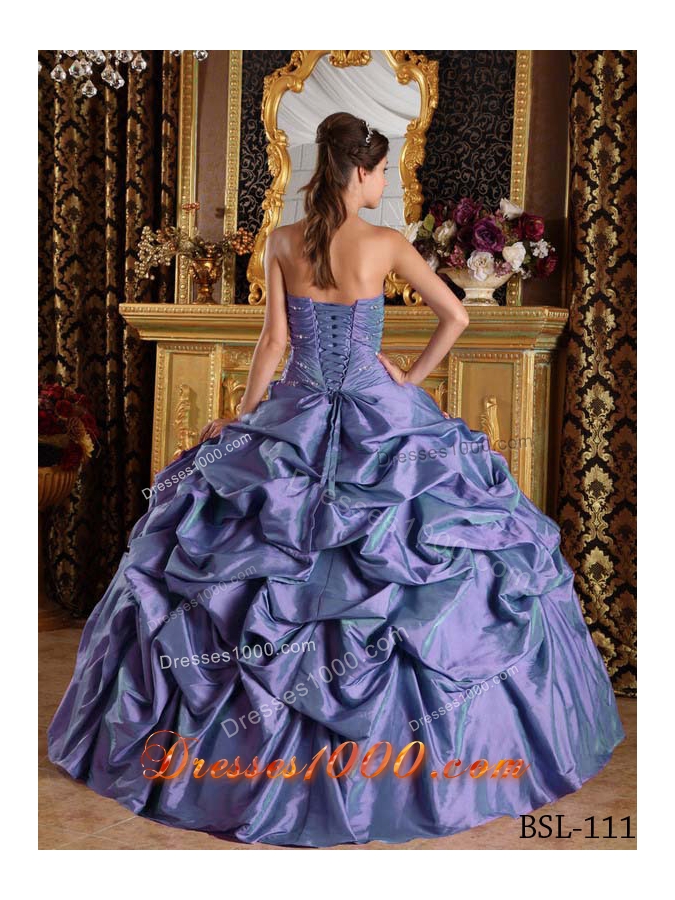 Elegant Puffy Strapless 2014 Beading Quinceanera Dresses with Pick-ups