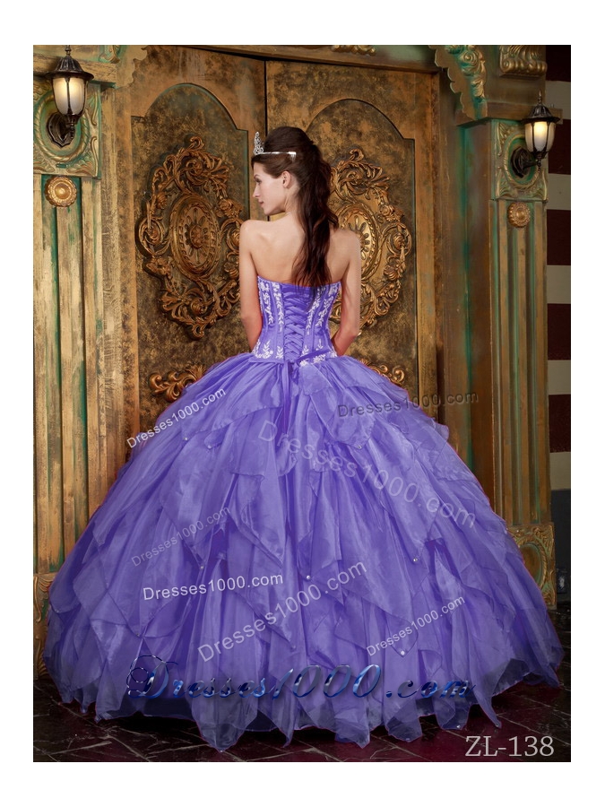 Gorgeous Puffy Strapless 2014 Appliques Quinceanera Dresses with Ruffles