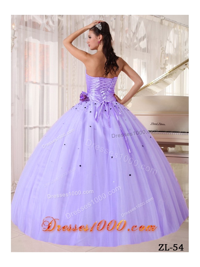 Lovely Lavender Puffy Strapless Beading and Ruching Quinceanera Dresses for 2014