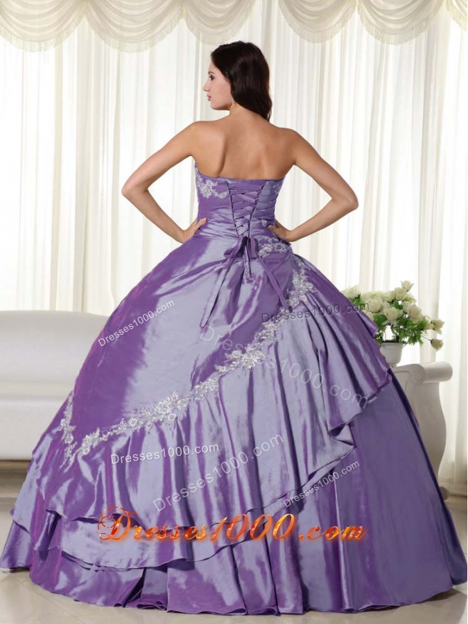 New Style Puffy Strapless Appliques Quinceanera Dresses for 2014