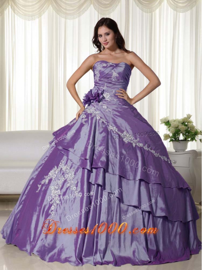 New Style Puffy Strapless Appliques Quinceanera Dresses for 2014