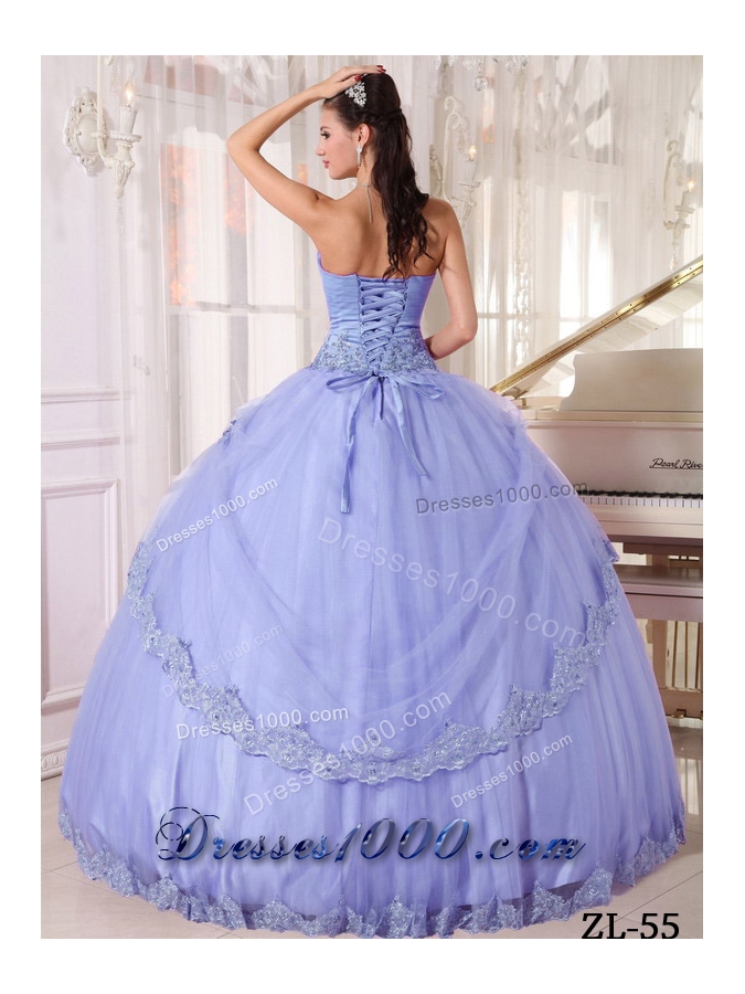 Popular Puffy 2014 Sweetheart Lace Appliques Quinceanera Dresses