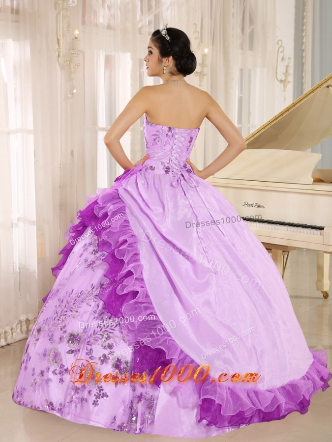 2014 Elegant Applqiues and Hand Made Flowers Quinceanera Dresses