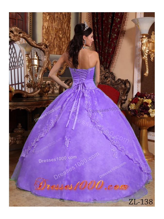 Beautiful Puffy Strapless Lace Appliques Quinceanera Dresses for 2014