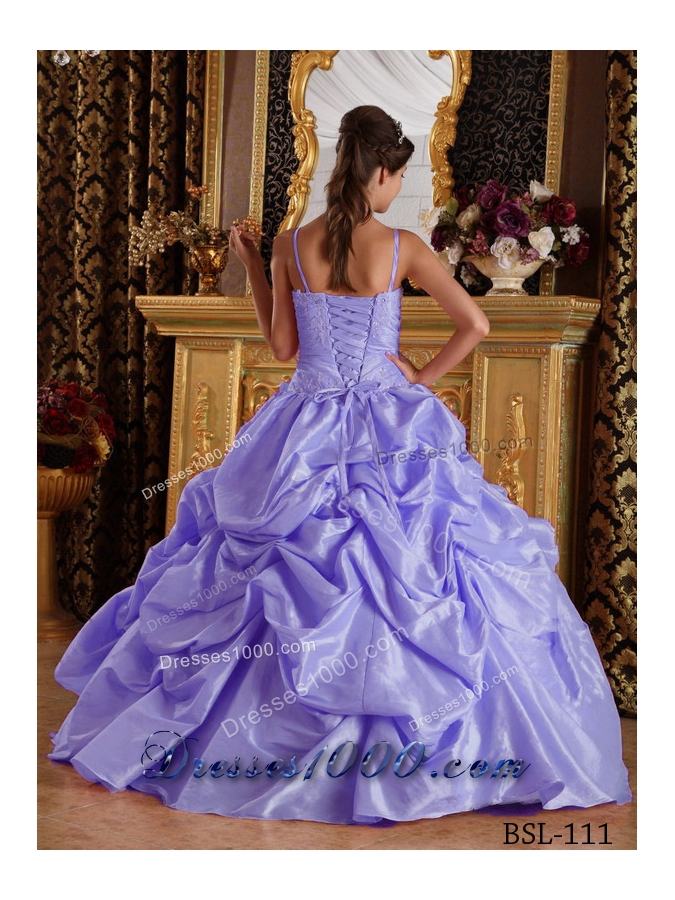Classical Puffy Straps Beading and Appliques Quinceanera Dresses for 2014