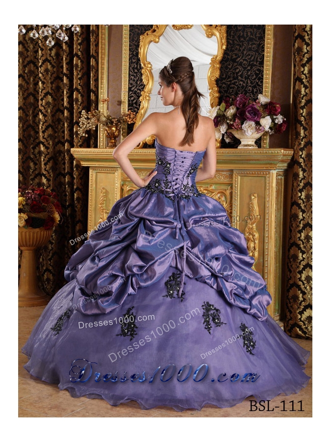 Elegant Princess Strapless 2014 Appliques Quinceanera Dresses with Pick-ups