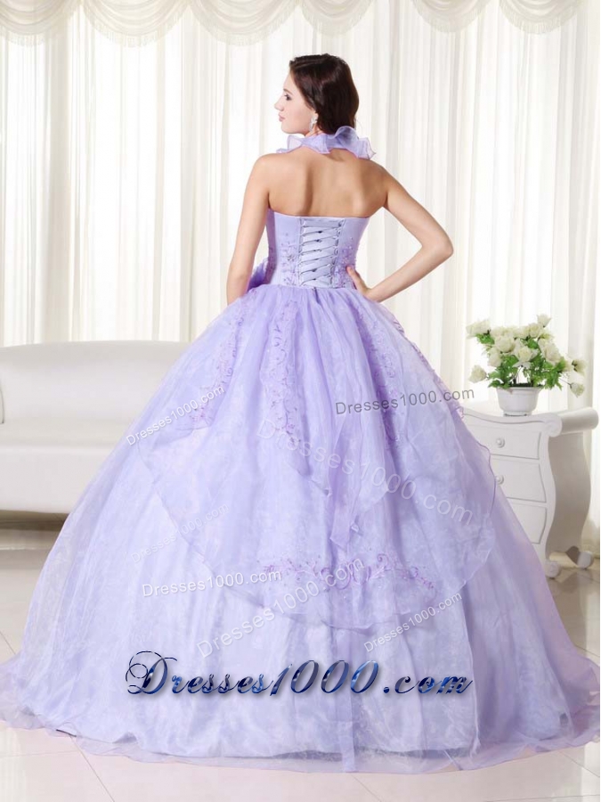 Elegant Puffy Halter Embroidery and Beading Quinceanera Dresses for 2014