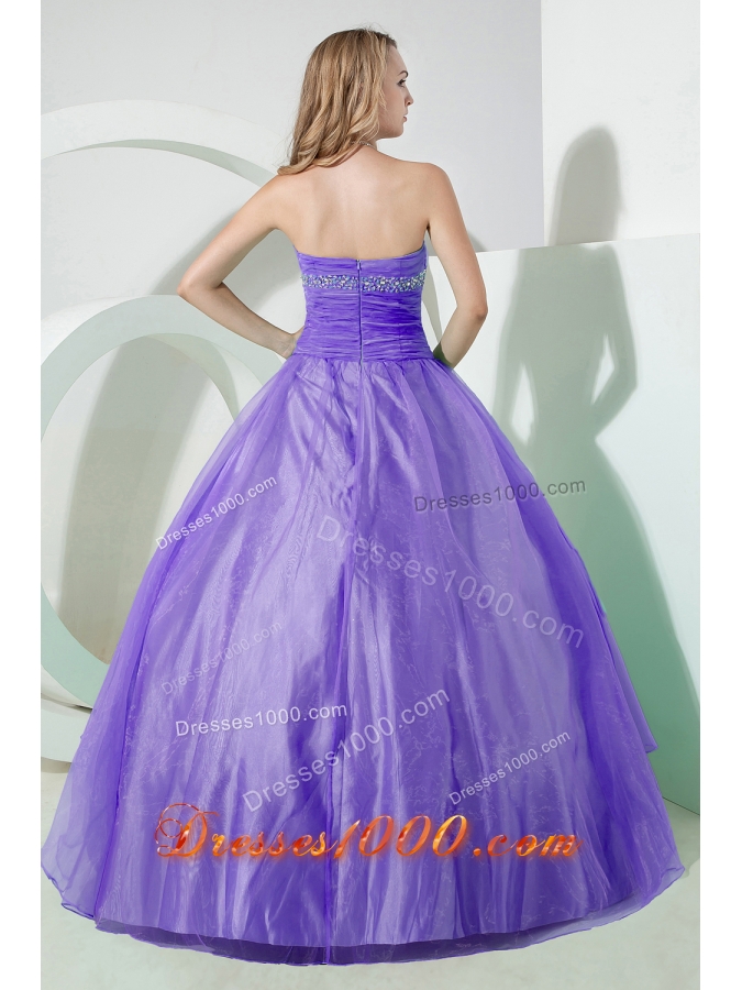 Lavender Puffy Strapless Beading and Embroidery Quinceanera Dresses for 2014