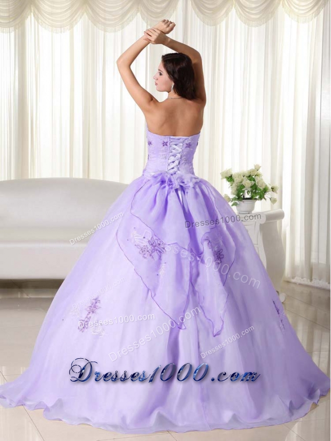 Most Popular Lavender Puffy Strapless Embroidery Quinceanera Dresses for 2014