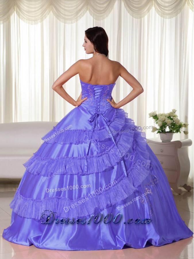 Popular Puffy Strapless 2014 Embroidery Quinceanera Dresses with Appliques