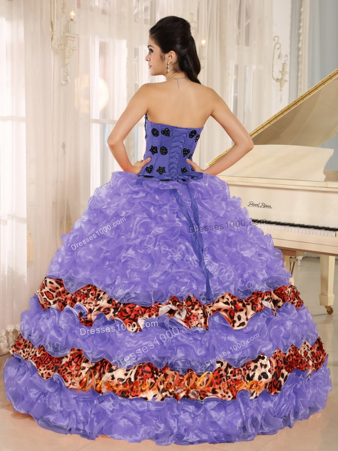Pretty Ruffles Appliques Sweetheart Quinceanera Dresses with Leopard For 2014
