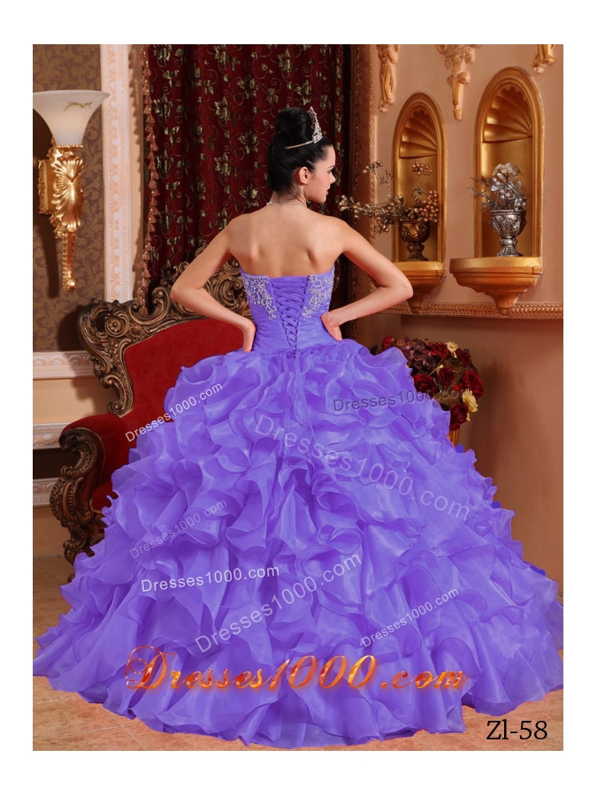 New Style Puffy Strapless Beading and Appliques Quinceanera Dresses for 2014