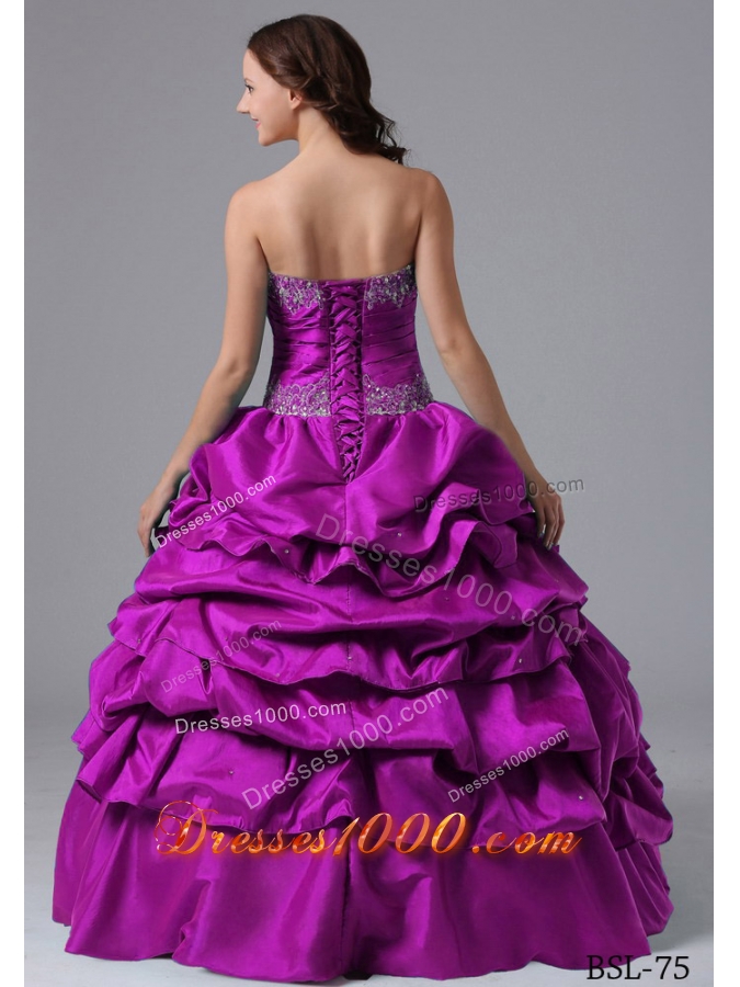 2013 Ball Gown Pick-ups Quinceanera Dress With Beading and Ruche