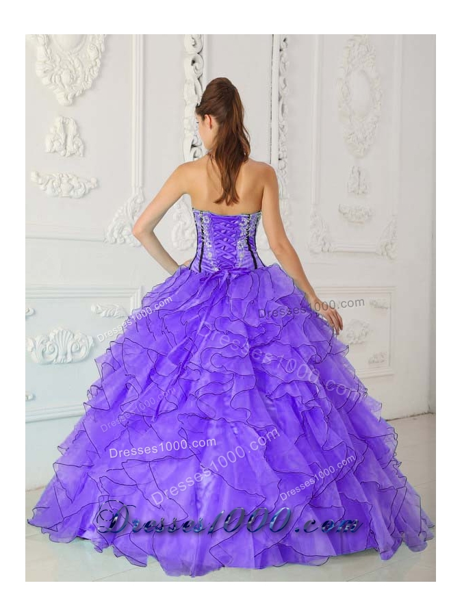 2014 Pretty Puffy Strapless Appliques Quinceanera Dresses