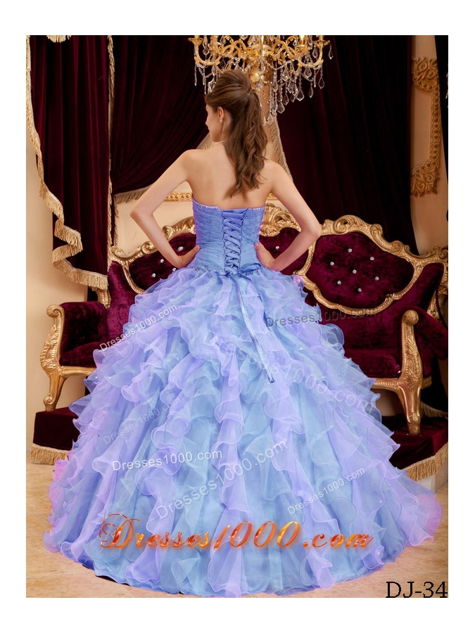 2014 Puffy Sweetheart Beading Quinceanera Dresses with Ruffles