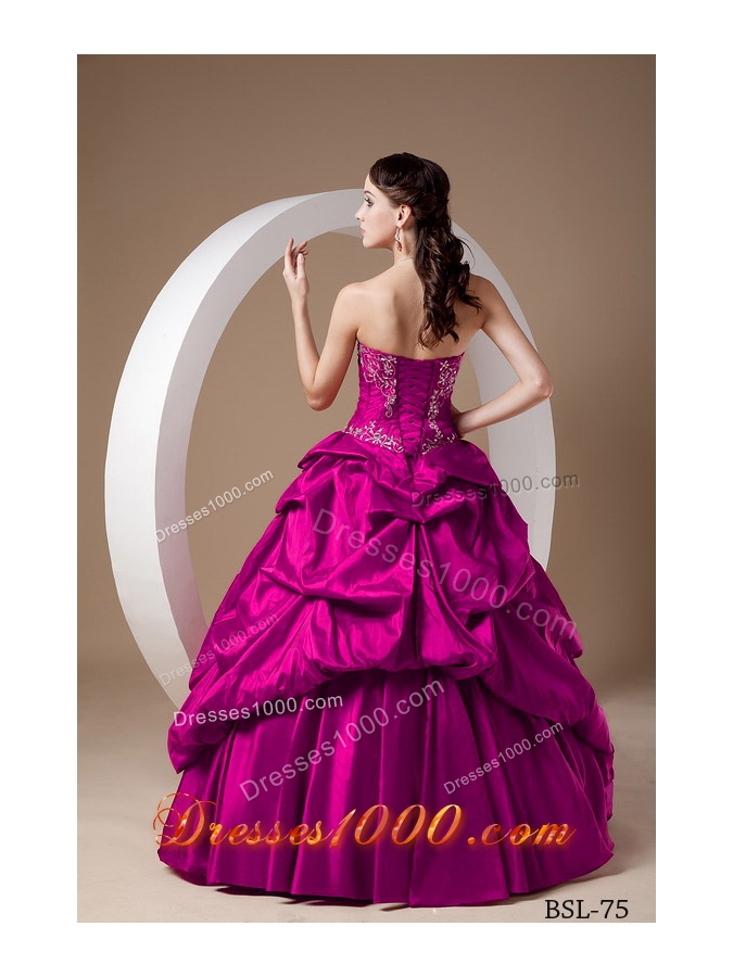 A-line Sweetheart Floor-length Taffeta Appliques Prom / Evening Dress