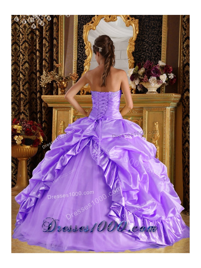 Exquisite Lavender Ball Gown 2014 Beading Quinceanera Dresses with Pick-ups