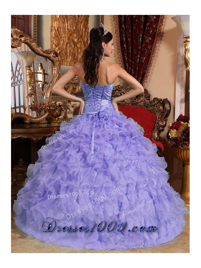 Exquisite Sweetheart Beading and Ruffles Lavender Quinceanera Dress for 2014
