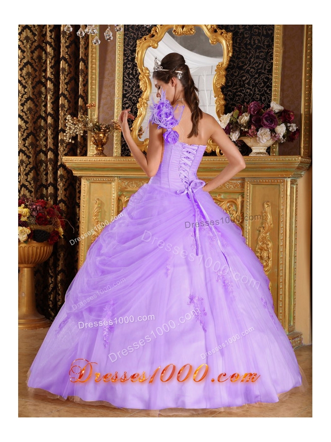 Gorgeous Puffy One Shoulder Appliques Quinceanera Dresses for 2014
