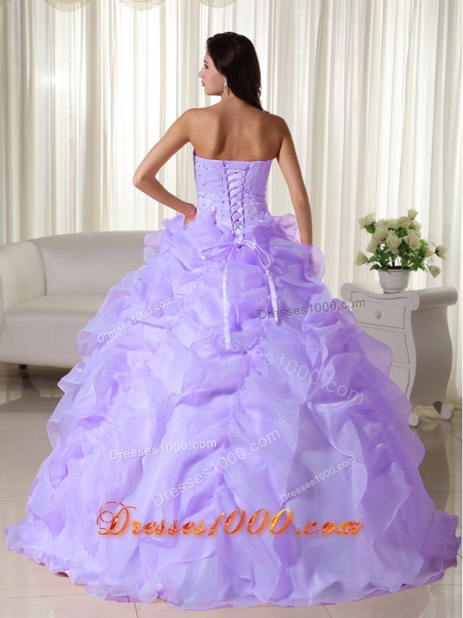 Perfect Lavender Puffy Strapless Ruffles and Beading Quinceanera Dresses for 2014