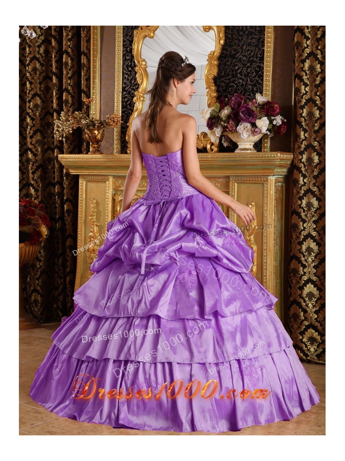 Perfect Lavender Strapless 2014 Beading Quinceanera Dresses with Pick-ups