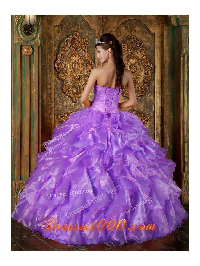 Puffy Strapless Beading and Ruffles 2014 Quinceanera Dresses