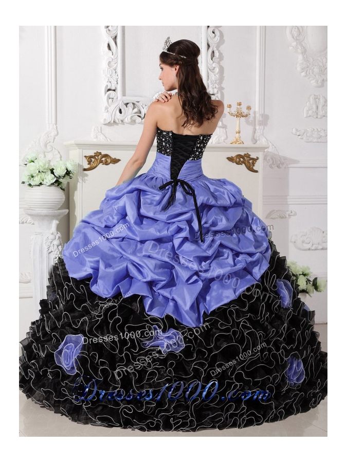 Puffy Sweetheart Beading and Rolling Flowers 2014 Quinceanera Dresses