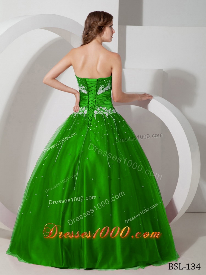 Puffy Strapless 2014 Quinceanera Dresses with Appliques Beading