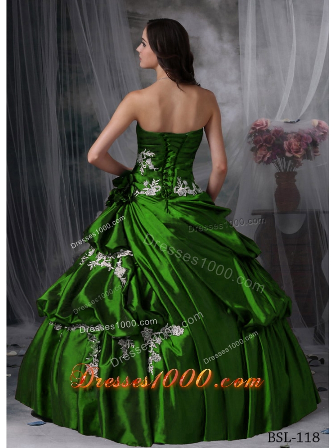 Puffy Strapless 2014 Spring Cheap Quinceanera Dresses Appliques