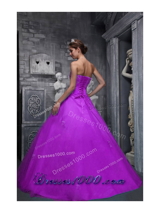 Sweetheart Taffeta and Tulle Quinceanera Dress with Beading and Appliques