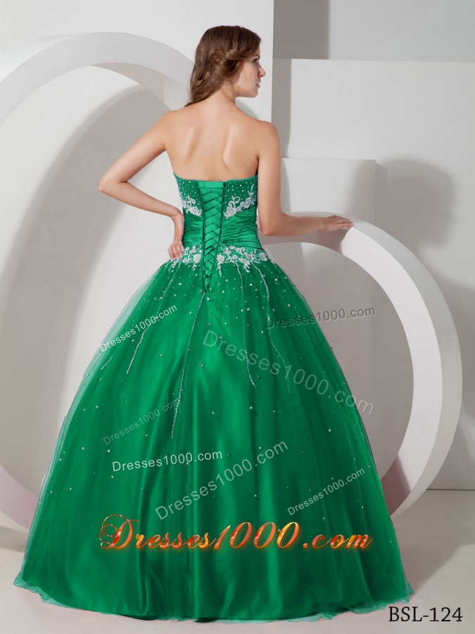 Puffy Strapless Appliques and Beading 2014 Spring Quinceanera Dresses