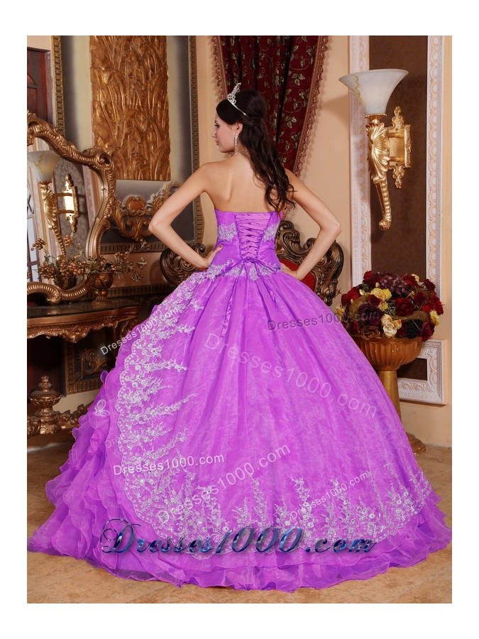 Sweetheart Organza Appliques and Ruffles Sweet Sixteen Dresses