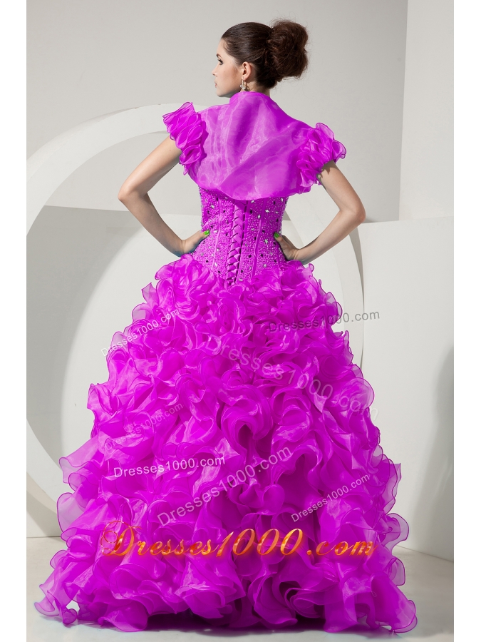 A-line / Princess Sweetheart Organza Sweet Sixteen Dresses with Beading and Ruffles