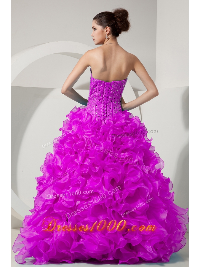 A-line / Princess Sweetheart Organza Sweet Sixteen Dresses with Beading and Ruffles