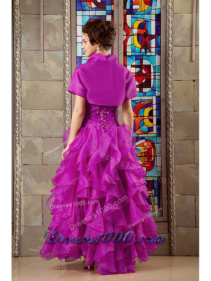 Fuchsia A-line Sweetheart Beaded Decorate Bodice Quinceanea Dress