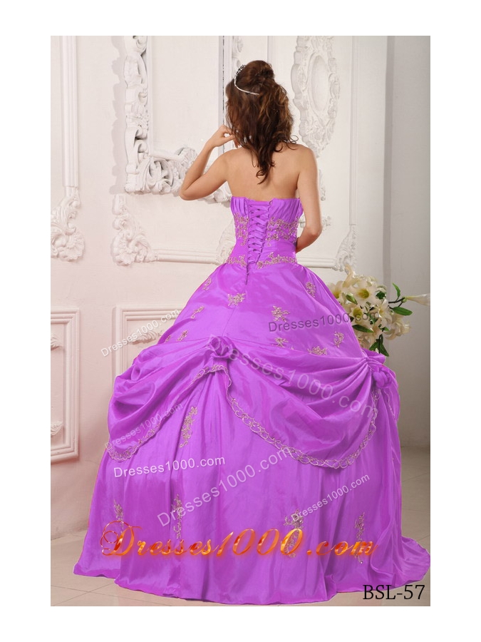A-line Strapless Pick-ups and Appliques Quinceanera Dress