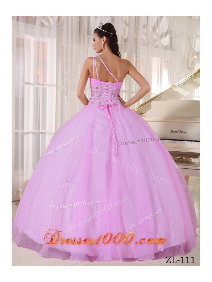 Ball Gown One Shoulder Beading Quinceanera Dress