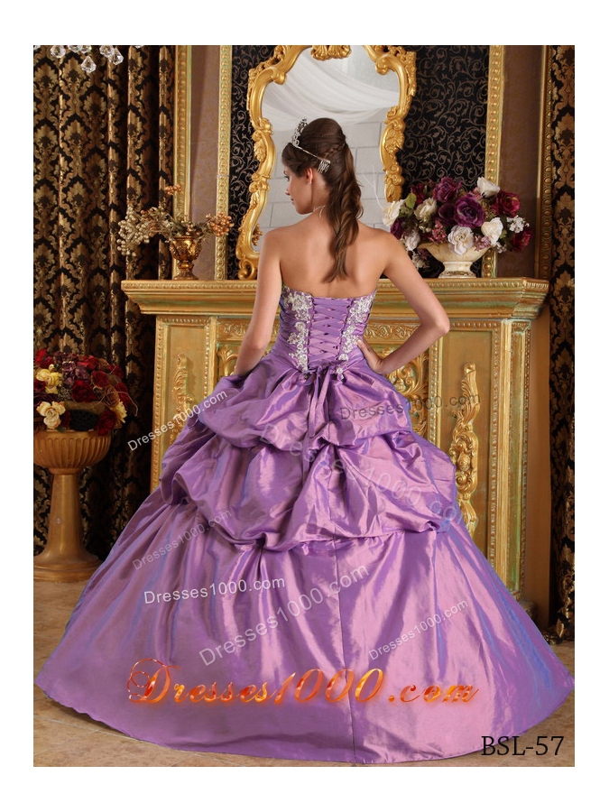 Ball Gown Strapless Appliques Taffeta Quinceanera Dress