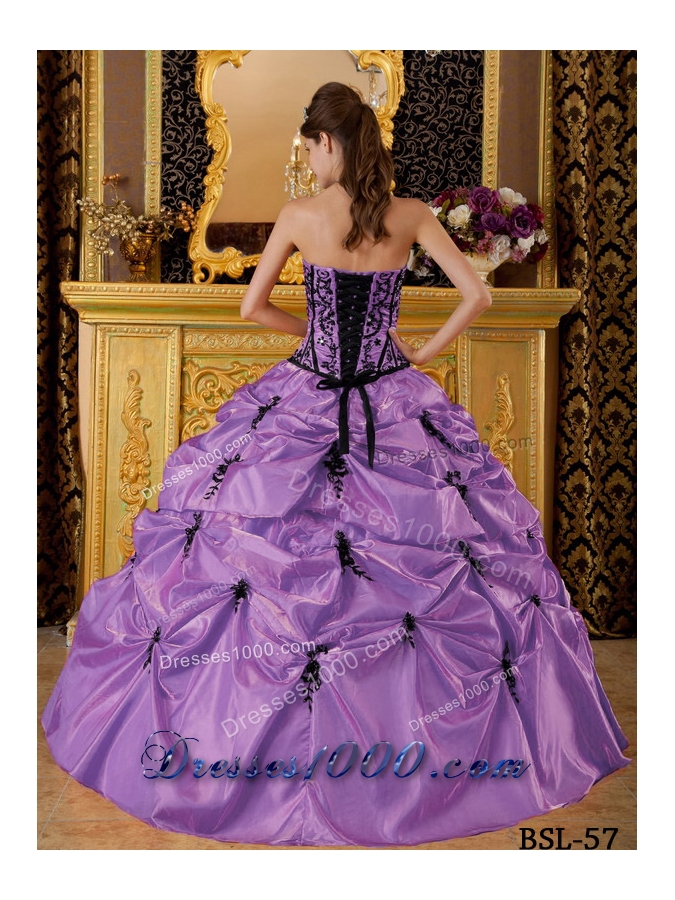 Ball Gown Strapless Embroidery Pick-ups Quinceanera Gowns Dresses